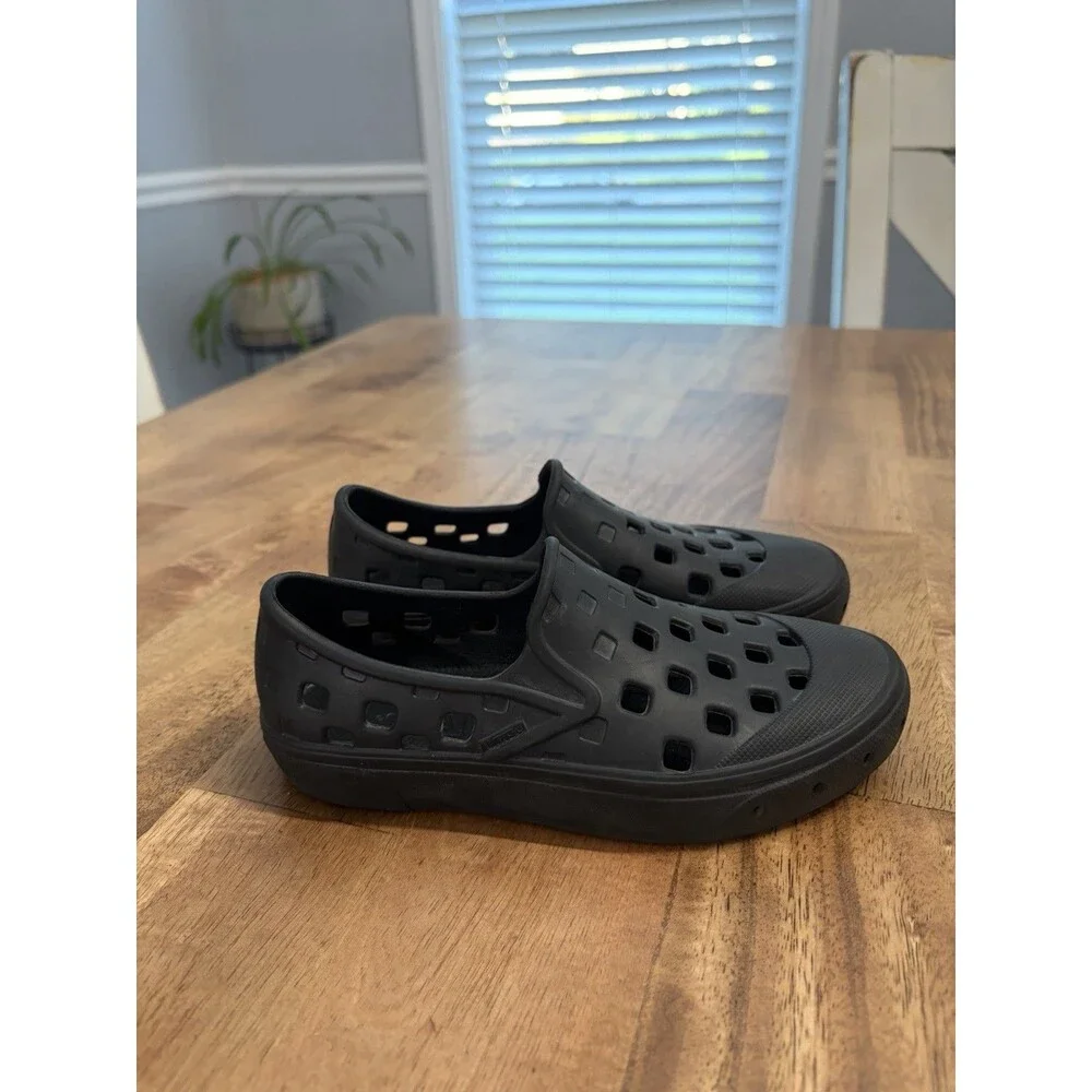 Vans Black Slip-On Clog Sandals w/ Ventilation Holes, Logo Accent